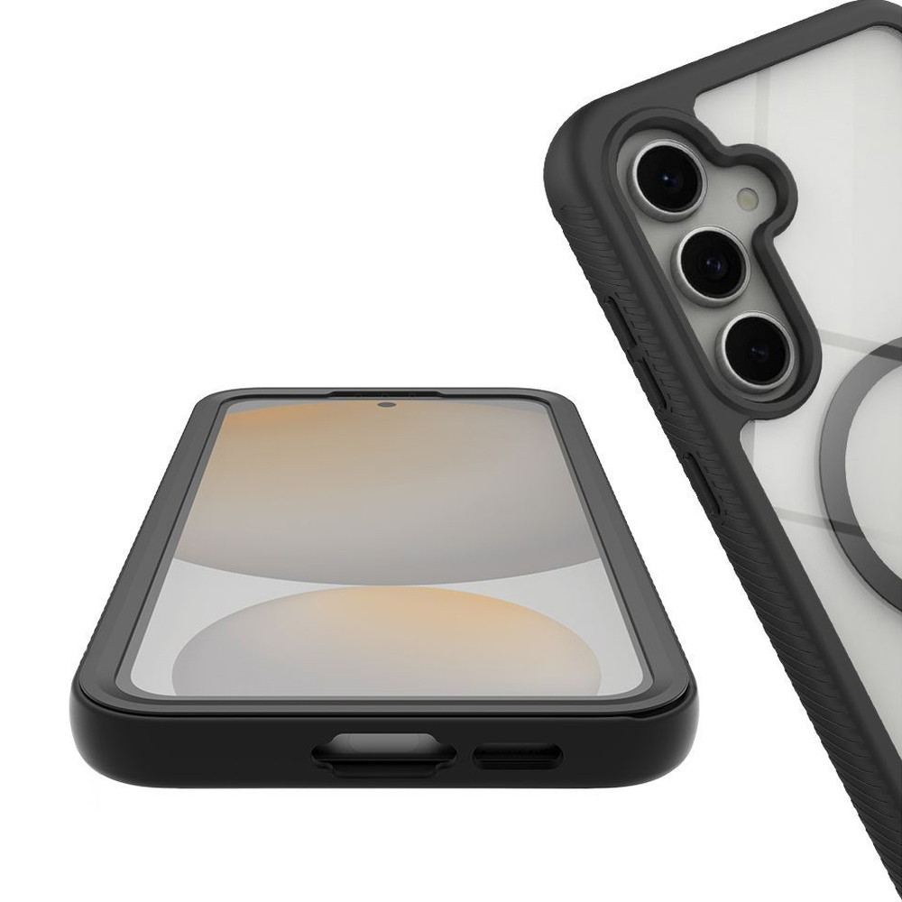  Etui Tech-Protect Defense360 kompatybilne z MagSafe do Samsung Galaxy S25, przezroczysto-czarne
